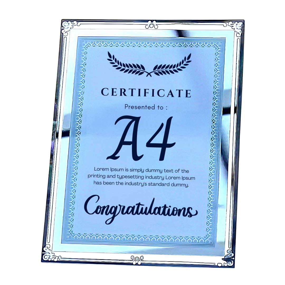 【送料無料】Charmoon フォトフレーム ガラス製 A4 額縁 透明 シルバー 写真立て 賞状 おしゃれ 縦横両用 (タイプD)