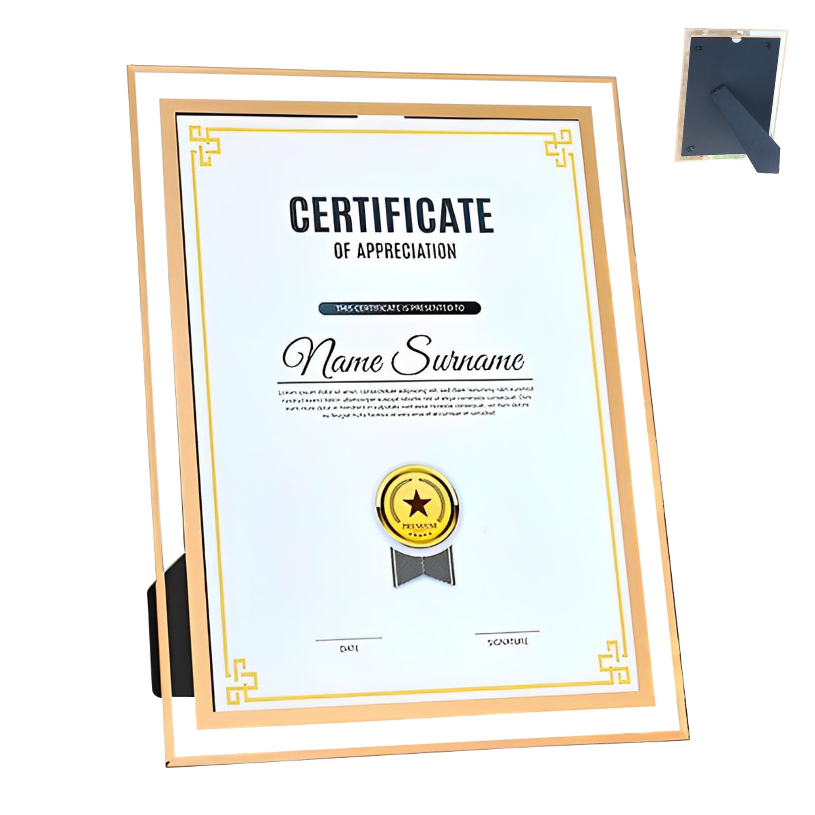 【送料無料】Charmoon フォトフレーム ガラス製 A4 ゴールド 写真立て 賞状 額縁 おしゃれ 縦横両用 (タイプA)