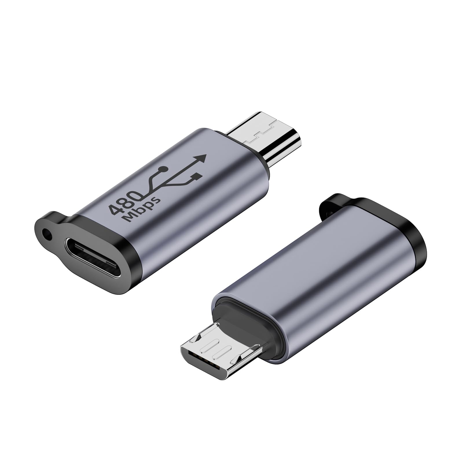 【送料無料】SZSL Type C - マイクロUSB 変換アダプター USB Type C to Micro USB 変換 コネクタ 充電とデータ転送 紛失防止 アルミニウム合金 小型 簡単に持ち運 Xperia/Galaxy/Nexus/HUAWEIなど Micro USB 設備対応 (2個セット）