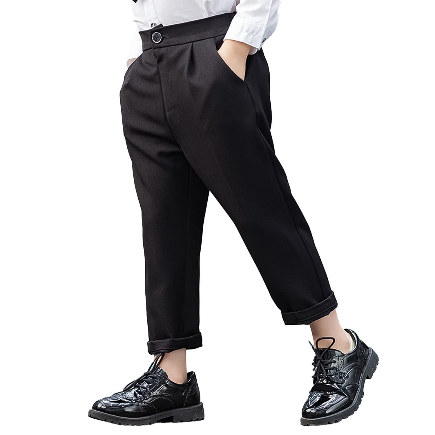 【送料無料】[LOLANTA] 男の子 フォーマル ズボン キッズ ロングパンツ スクールパンツ 無地 入学式 卒業式 結婚式 発表会 ブラック 170