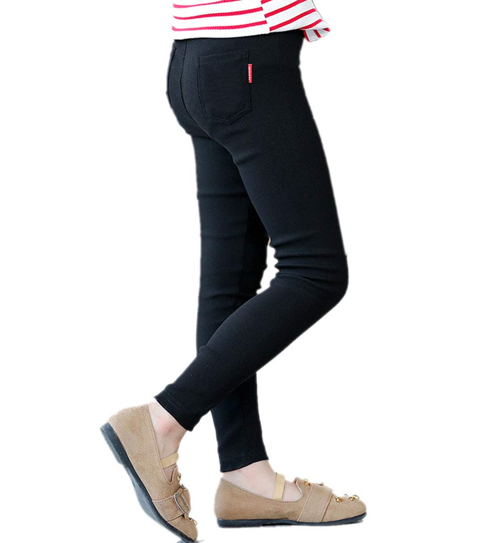 【送料無料】[YUEGUANG] キッズ スキニーパンツ 女の子 ストレッチパンツ ロングパンツ スキニー長ズボン 春 夏 秋 シンプル カジュアル ボトムス 美脚 無地 細身 子供 女児 通園 通学 (ブラック, 140cm)