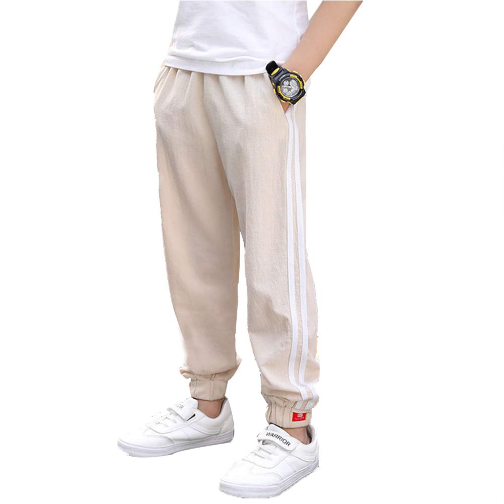 【送料無料】[YUEGUANG] 子供服 ロングパンツ ボトムス 薄手 ゆったり サルエル 春夏 ジュニア 男の子 女の子 長ズボン 無地 コットン 120-160cm (ベージュ, 150)
