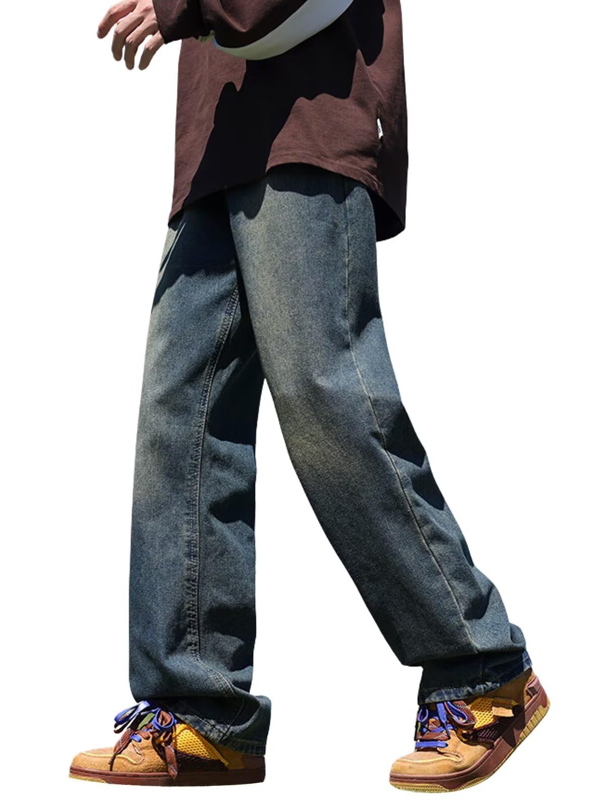 【送料無料】[YAYOKYA] ジーンズ メンズ ワイド デニムパンツ ウエストゴム 大きいサイズ ズボン ゆったり ルーズ サルエルパンツ リラックスパンツ ガウチョパンツ カジュアル シンプル オシャレ オールシーズン 春 夏 秋 冬