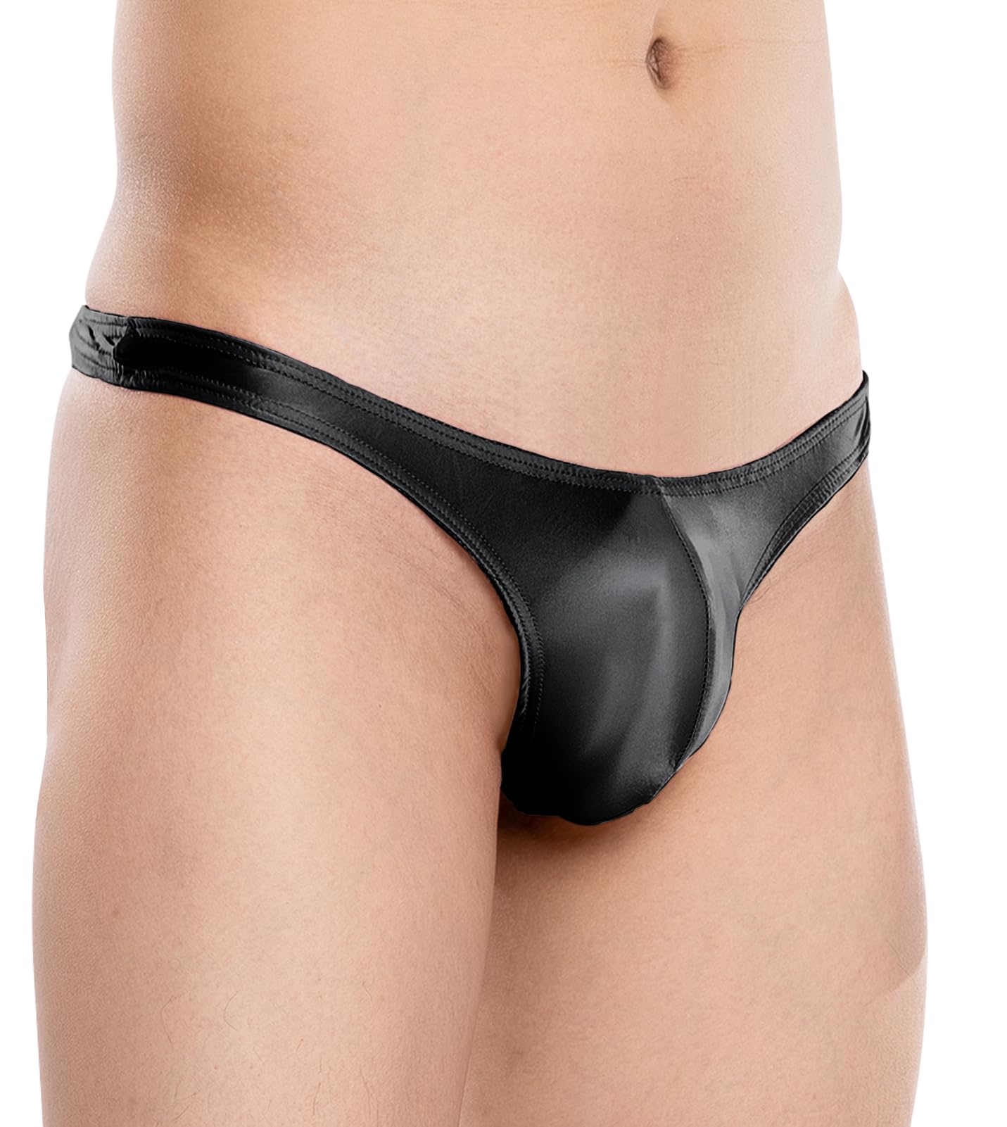 【送料無料】[Maeau] メンズ tバック 光沢 ビキニ ブリーフ 透け感 パンツ 下着 ショーツ 薄手 パンティ 通気 速乾 ローライズ スポーツ ボディビル カジュアル 立体縫製 ブラック L