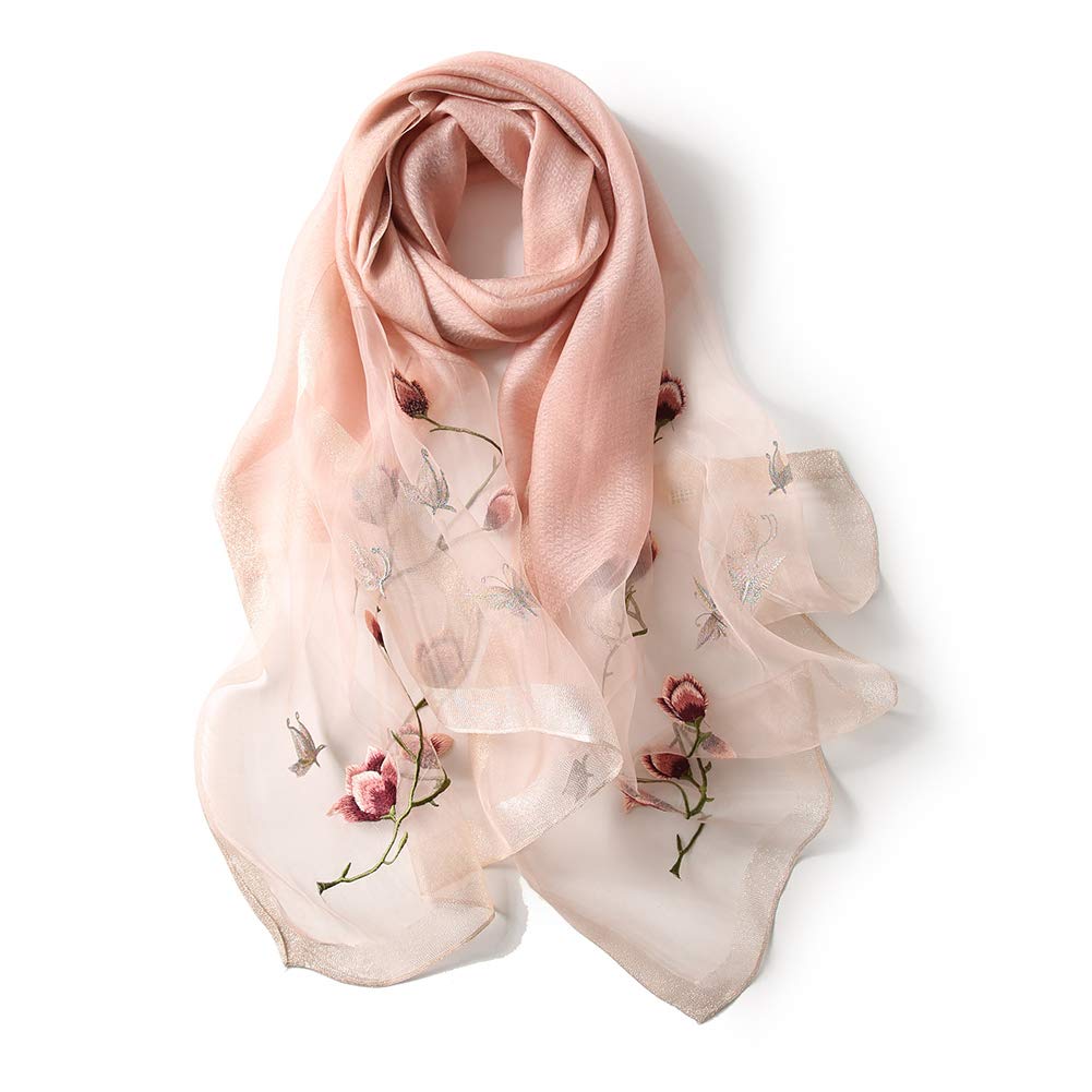 【送料無料】[ANMIDA] アンミダ 大判ストール 大判 レディース シルク 刺繍 フラワー柄 花 ショール 刺繍 ストール シルク レディース 春夏 UV対策