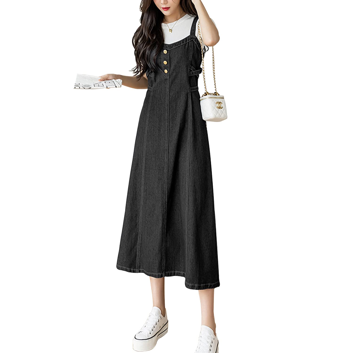 【送料無料】[VYOOU] デニムスカート ロング サロペットスカート ジャンパースカート レディース 大き..