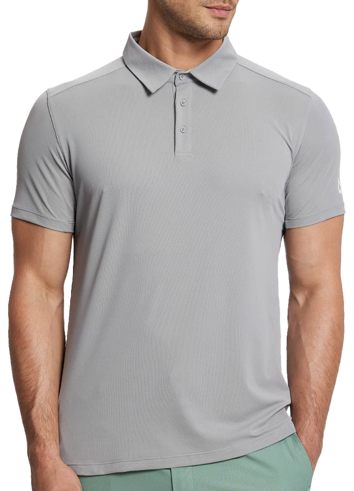 【送料無料】[baleaf] [バリーフ] メンズ 半袖 ポロシャツ ゴルフ 3つボタン グレー M