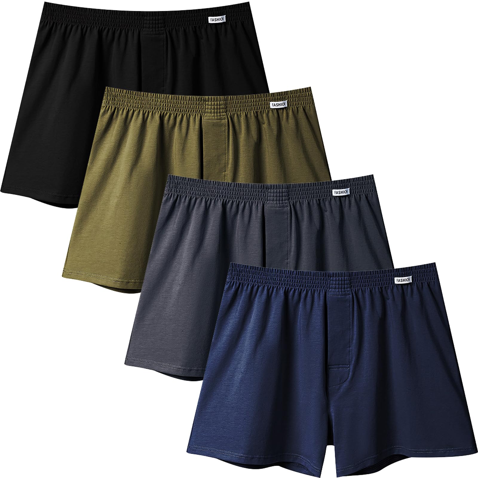 【送料無料】[Kaiyas] パンツ メンズ 下着 ニットトランクス 前開き 3枚/5枚セット m l xl 2xl コットン 肌着 プレゼント 男性用 人気 かわいい 蒸れない (4枚組‐02, L)