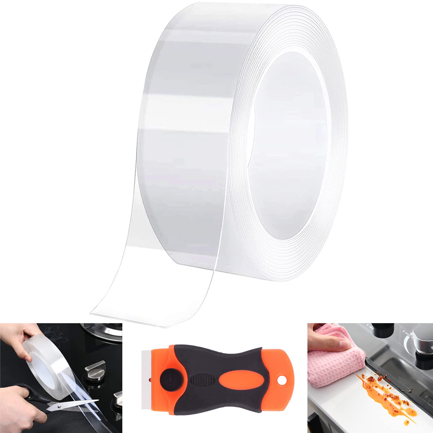 【送料無料】防カビテープ 汚れ防止テープ 30mm x 10.0m スクレーパー1本付け 隙間テープ 台所コーナー..