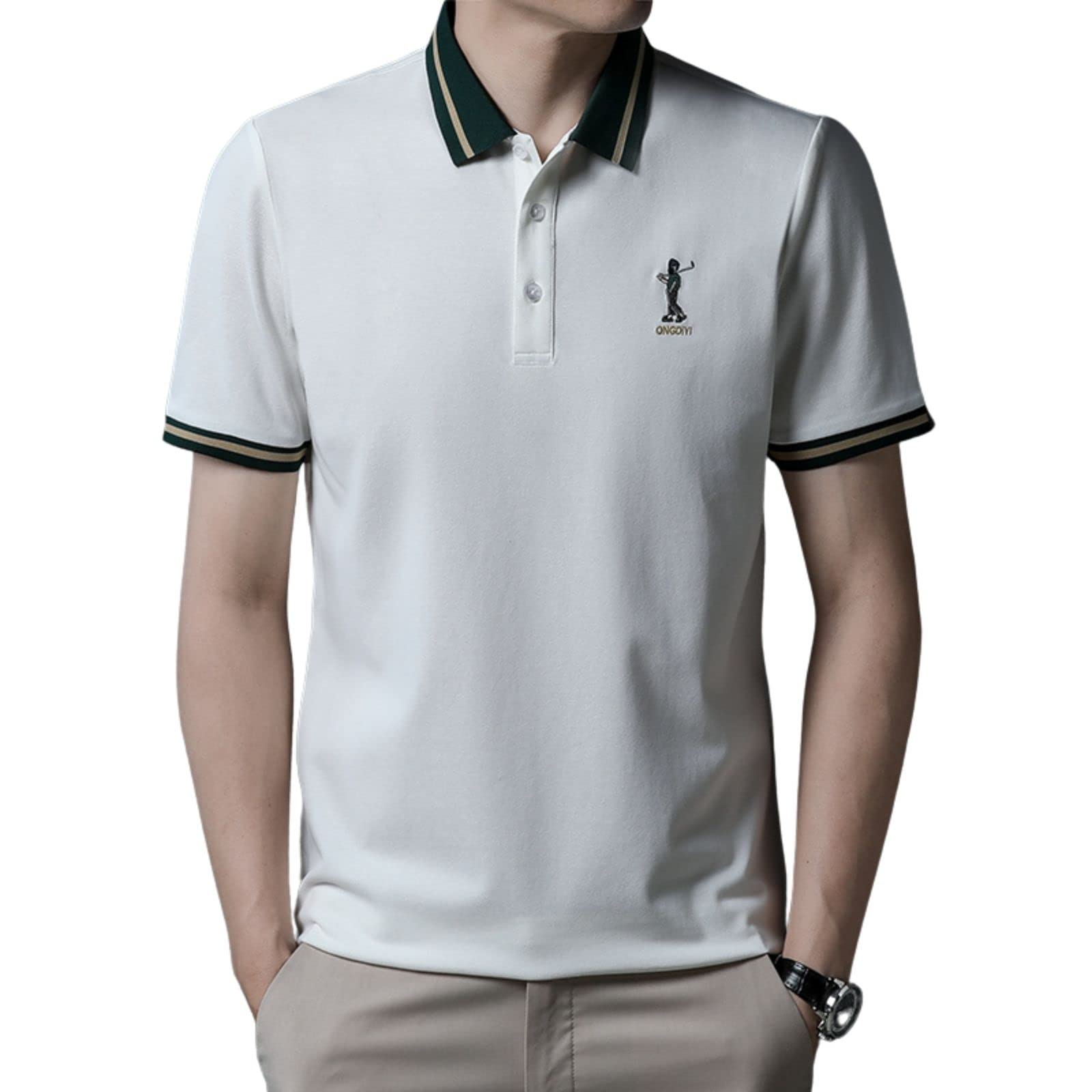 【送料無料】[SUNDAY ROSE] ポロシャツ メンズ 半袖 ゴルフウェア ゴルフ ポロ 男性 カジュアル 半袖ポロシャツ スポーツウェア 無地 ゴルフシャツ 紳士用ポロ ビジネス 通気性 吸汗速乾 夏 L ホワイト913