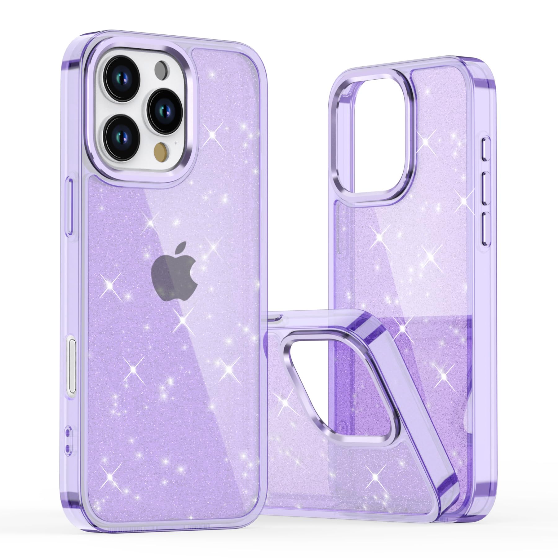 【送料無料】JOOBOY スマホケース 対応 iPhone 16 Pro 6.3" ケース クリア ケース 透明 きらきら ブリンブリン 衝撃吸収 かわいい キラキラ 女性 人気 キャラクター おしゃれ アイフォン16 Pro 携帯カバー (クリア-パープル, iPhone16 Pro)
