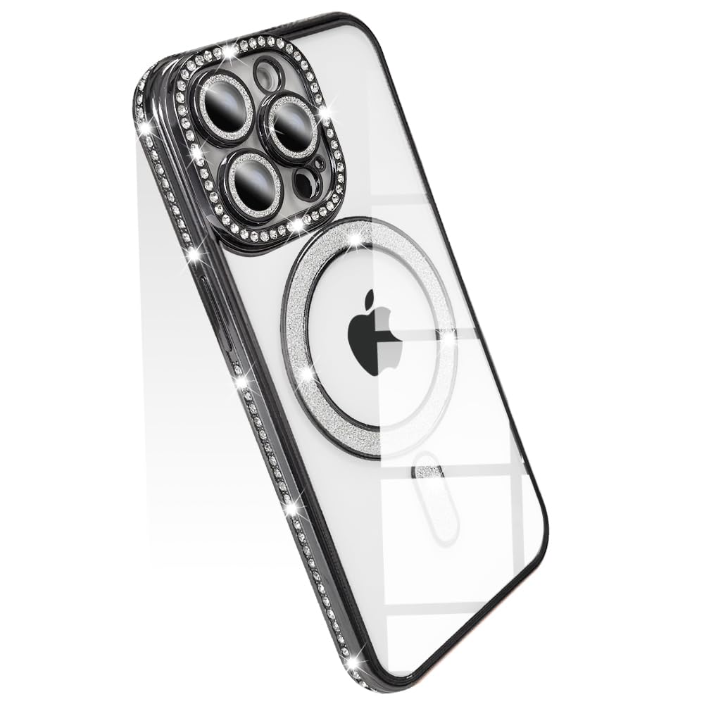 【送料無料】JOOBOY スマホケース 対応 iPhone 15 Pro Max クリア ケース 透明 メッキ加工 Magsafe対応 きらきら ブリンブリン 衝撃吸収 かわいい キラキラ 女性 人気 キャラクター ワイヤレス充電対応 おしゃれ ストラップホール付き アイフォン15プロマックス 携帯カバ