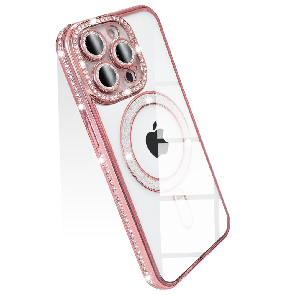 【送料無料】JOOBOY スマホケース 対応 iPhone 15 Pro Max クリア ケース 透明 メッキ加工 Magsafe対応 きらきら ブリンブリン 衝撃吸収 かわいい キラキラ 女性 人気 キャラクター ワイヤレス充電対応 おしゃれ ストラップホール付き アイフォン15プロマックス 携帯カバ