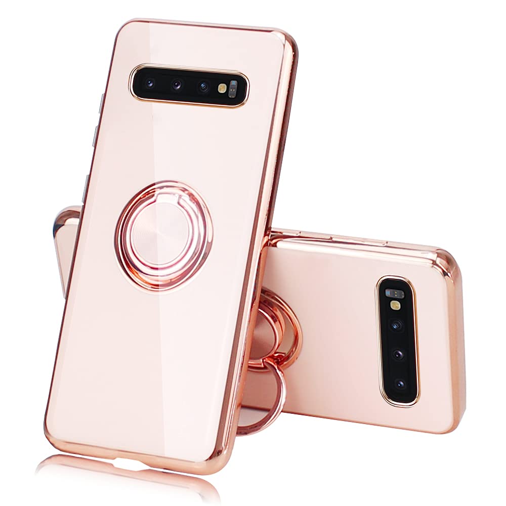 【送料無料】JOOBOY Samsung Galaxy S10 Plus ケース GalaxyS10 Plus ケース リング付き メッキ加工 レンズ保護 tpu ソフト ストラップホール付き 耐衝撃 スリム おしゃれ スマホケース 携帯カバー ギャラクシーS10 Plus 用 カバー (Galaxy S10 Plus, ミルクティーの色)