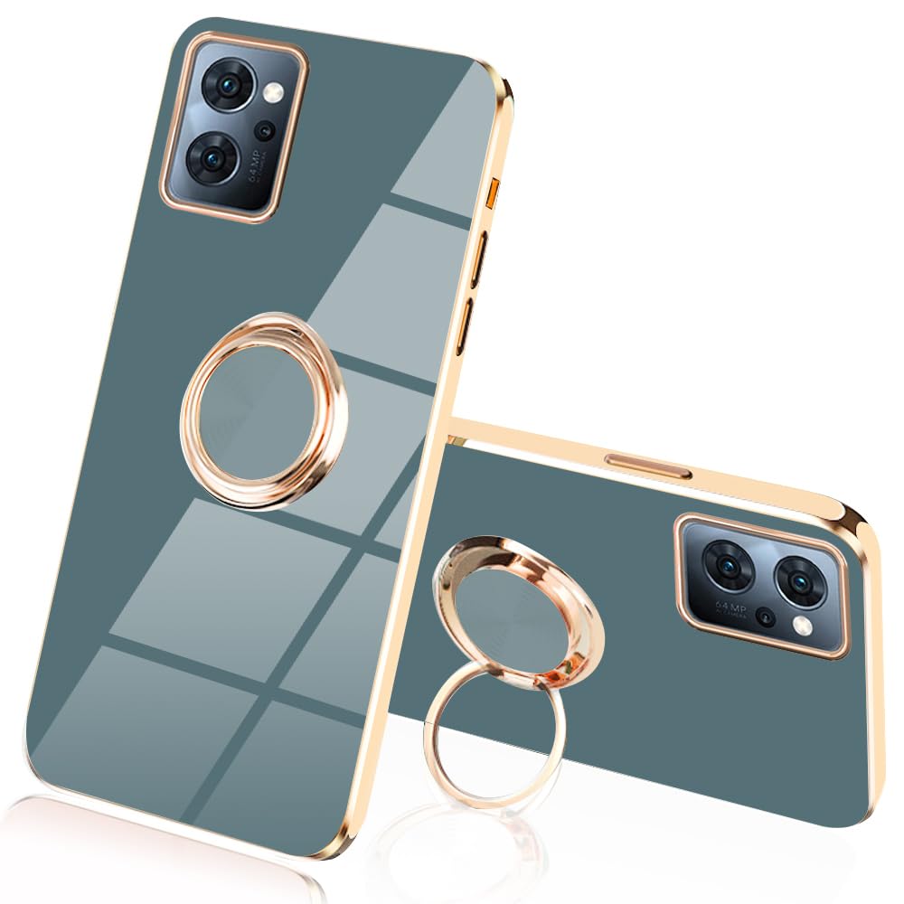 【送料無料】JOOBOY OPPO Reno 7A Reno 9A ケース リング付き メッキ加工 レンズ保護 tpu ソフト ストラップホール付き 耐衝撃 スリム おしゃれ スマホケース 携帯カバー オッポ リノ7 A 9 Aメッキ加工 カバー (OPPO Reno7 A/ Reno9 A, グレー)