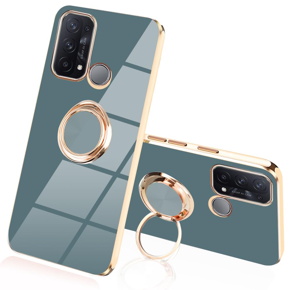 【送料無料】JOOBOY OPPO Reno5 A ケース reno 5a ケース リング付き メッキ加工 レンズ保護 tpu ソフト ストラップホール付き 耐衝撃 スリム おしゃれ スマホケース 携帯カバー オッポ リノ5 a メッキ加工 カバー (OPPO Reno5 A, グレー)