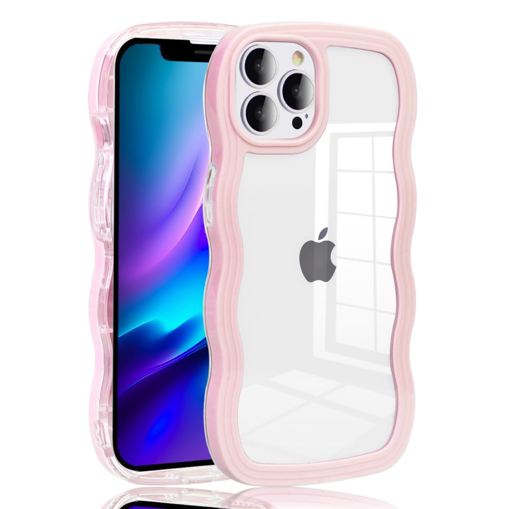 【送料無料】JOOBOY iPhone 15 Plus 用 ケース クリア 透明 TPU 韓国 可愛い ウェーブ ソフト 滑り止め 薄型 軽量 耐衝撃 おしゃれ スマホケース ストラップホール付き アイフォン15プラス 用 カバー 6.7インチ (ピンク, iPhone15 Plus 6.7")