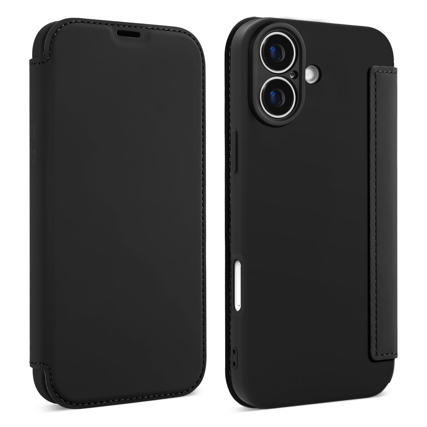 【送料無料】JOOBOY iPhone 16 Plus 用 ケース 手帳型 シリコン カード収納 スタンド機能 かわいい おしゃれ マグネット無し ソフト 脱着簡単 超軽量 薄型指紋防止 人気 ストラップホール付き スマホケース アイフォン16 プラス 携帯電話手帳 (ブラック, iPhone16 Plus)