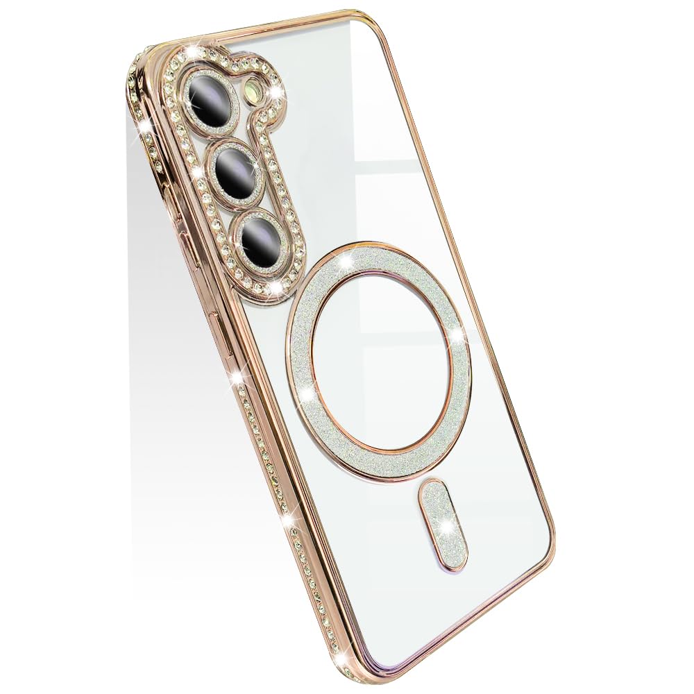 【送料無料】JOOBOY スマホケース 対応 Galaxy s23 ケース 透明 クリア メッキ加工 Magsafe対応 きらきら ブリンブリン 衝撃吸収 かわいい キラキラ 女性 人気 キャラクター ワイヤレス充電対応 SC-51D SCG19 おしゃれ ストラップホール付き ギャラクシー S23 携帯カバー