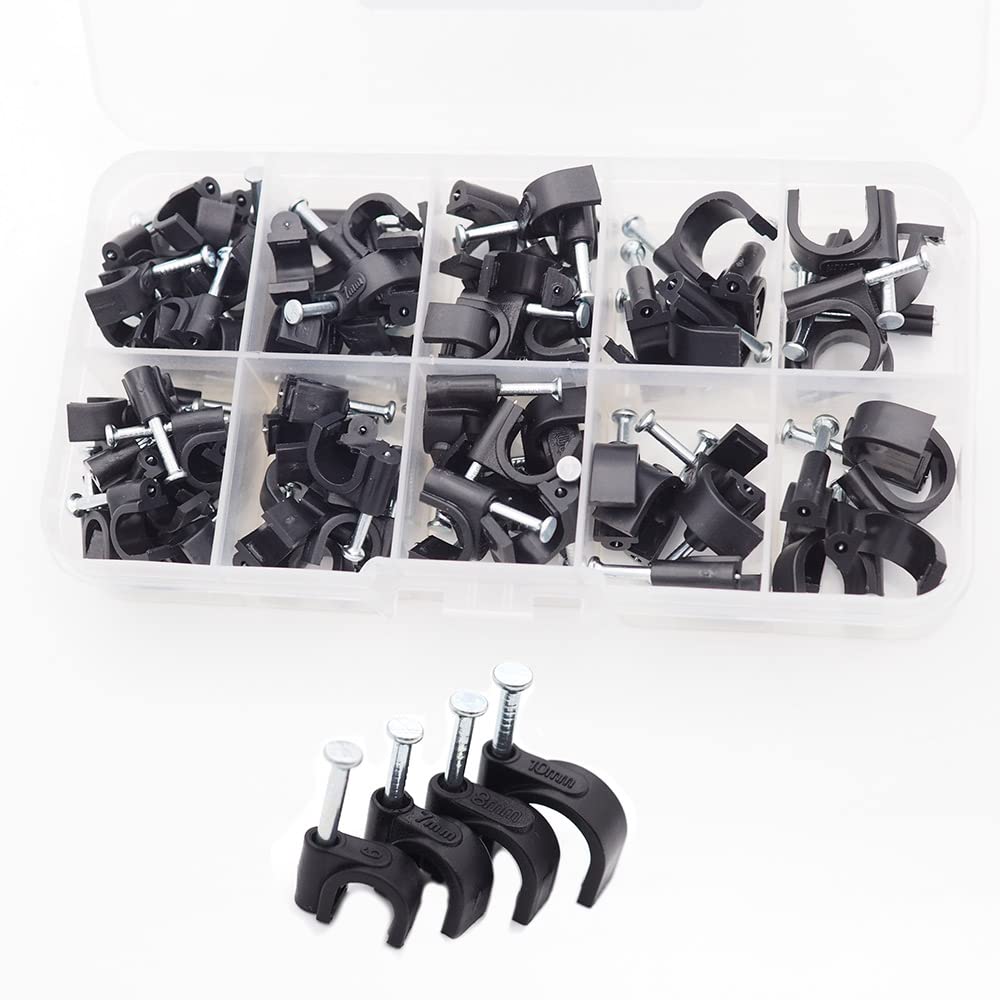 【送料無料】Hymyily 半円形 ケーブルステップル 釘止めタイプ 配線収納 固定爪 ワイヤ コードホルダー..