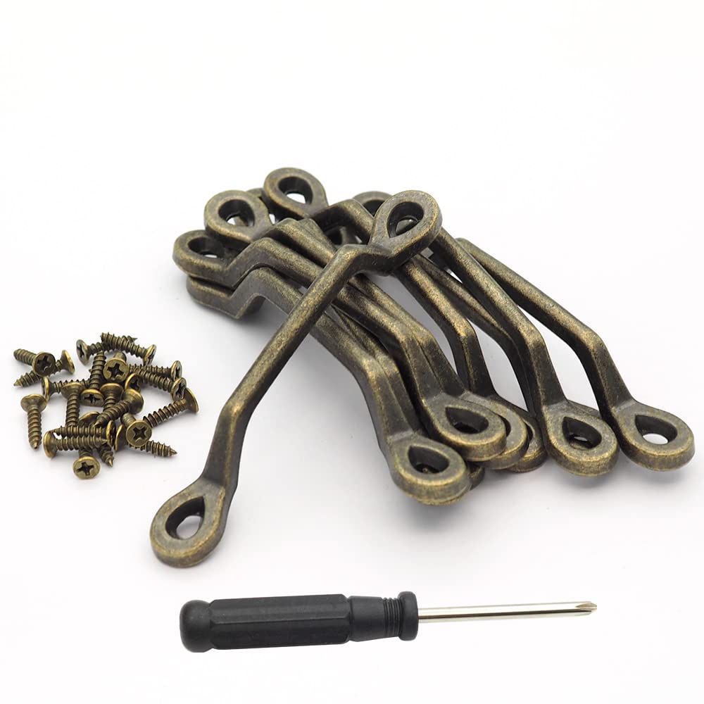 【送料無料】Hymyily 10個入り 亜鉛合金 アーチ型 アンティーク 取っ手 レトロの弓形の取っ手 プルハンドル サイズ長さ約10cm幅約1.4cm アンティーク調 ネジ家具 ワードローブキッチンキャビネットドアデスク引き出しアクセサリー （ブロンズ ）