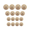 【送料無料】DEVENTORZ ブレザー ボタン 16個セット 直径15mm/20mm/25mm アンティーク メタルボタン 交換 補修 学生服/スーツ/ブレザー用/コートなど 洋服用 袖口 金 アクセサリー セット DIY 手作り おしゃれ 麦穂バッジ 装飾(ゴールド)