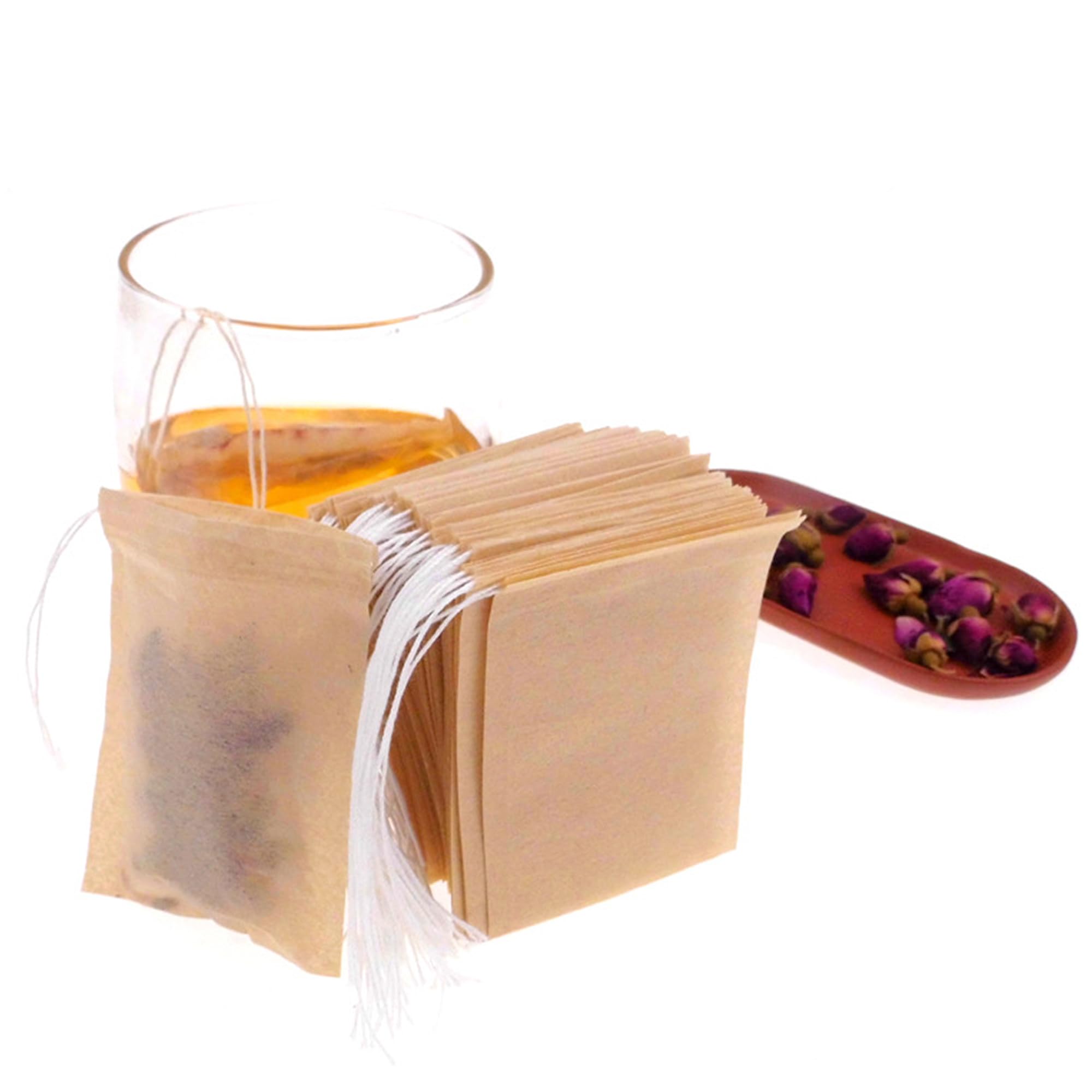 【送料無料】DEVENTORZ お茶バッグ 100枚 使い捨て ティーバッグ 空の袋 不織布 巾着袋 水出し 耐熱 強力な浸透 コーヒー 香りのお茶 調味料 お...