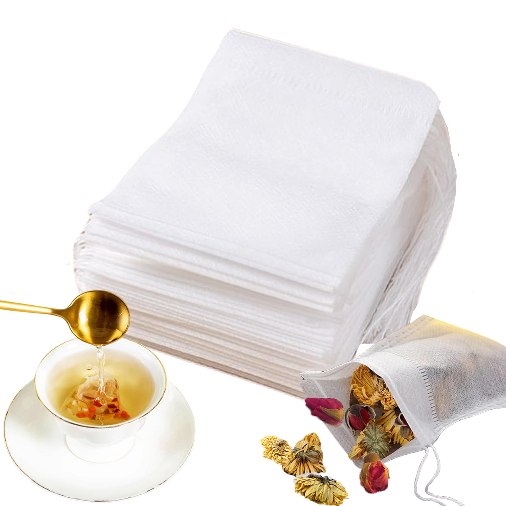 【送料無料】DEVENTORZ お茶バッグ お料理パック 100枚 使い捨て ティーバッグ 空の袋 不織布 巾着袋 ..