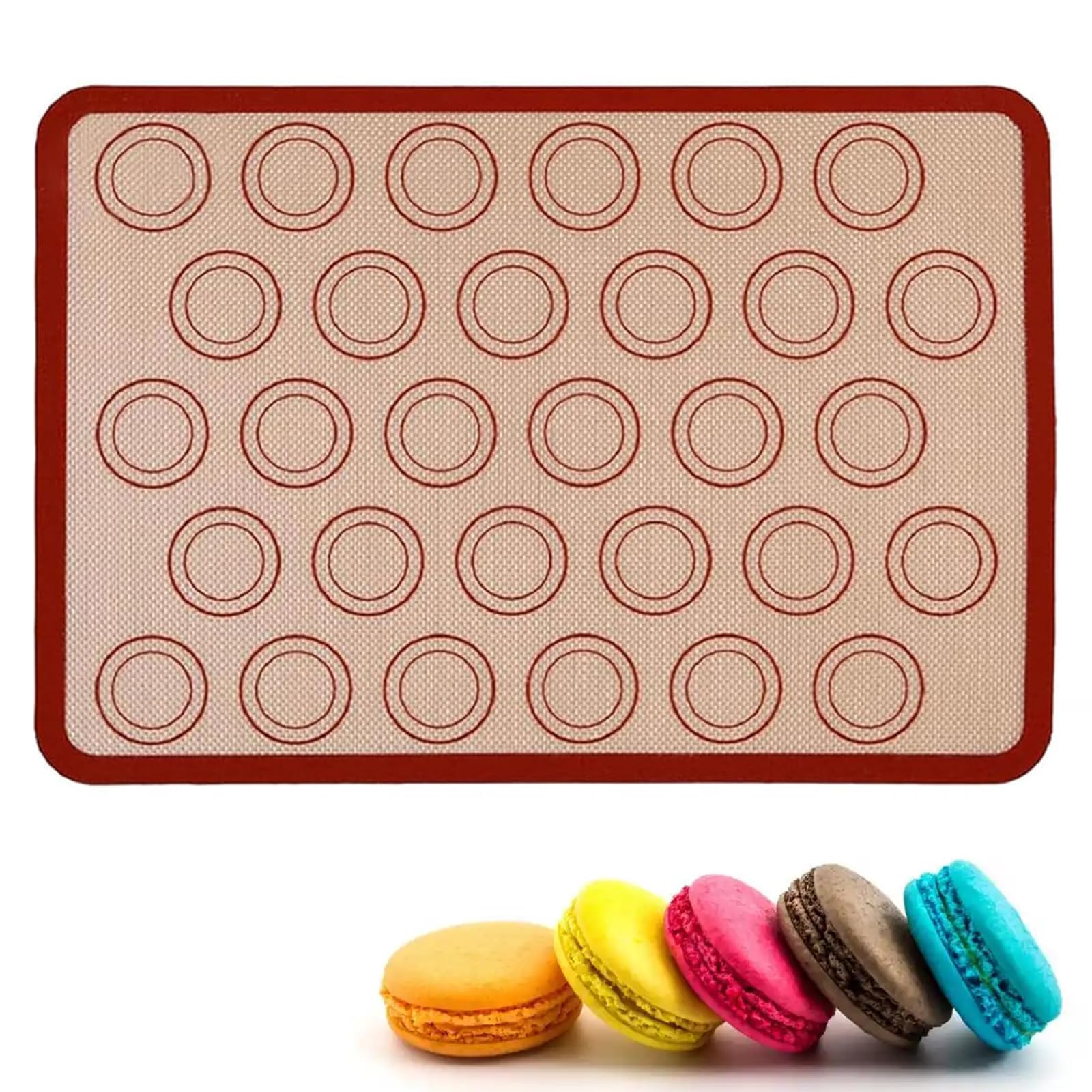 【送料無料】DEVENTORZ クッキングシート オーブンシート マカロンクッキーベーキングマット 製菓マット 食品級シシリコンマット キッチン パン/クッキー/ピザ ベーキングマット 電子レンジ 対応 耐熱 プレースマット 洗える 繰り返し使用可 42x29.5cm レッド