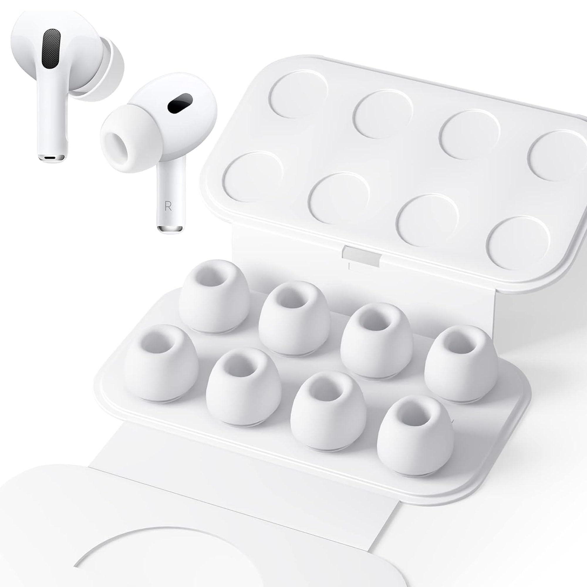 【送料無料】DEVENTORZ AirPods Pro 第1&第2世代 対応 交換用 イヤーピース 8個 ホワイト シリコン イ..