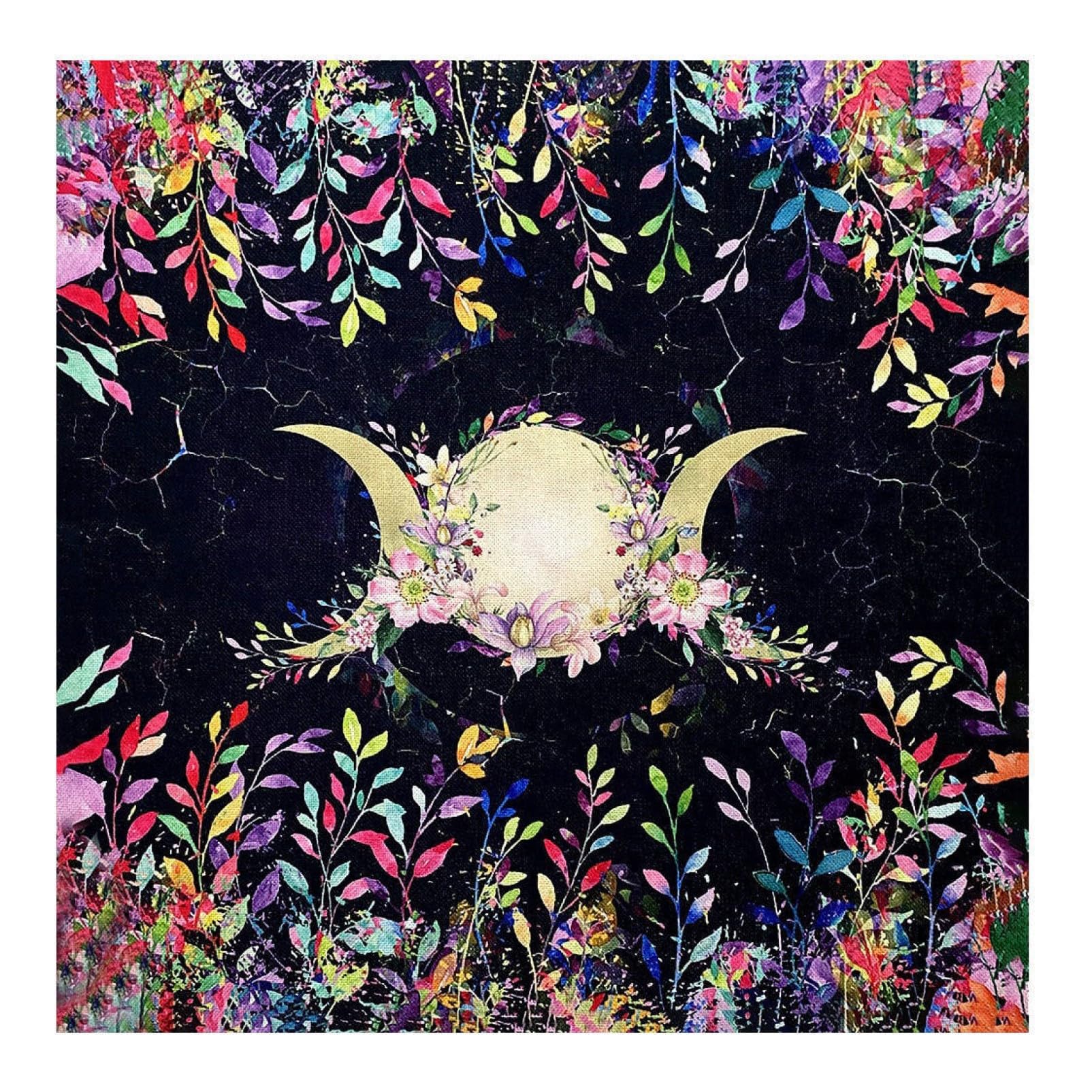 【送料無料】COZENTA タロットマット タペストリー タロットクロス 大判 厚手 60x60cm 幻想 月 草花