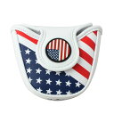 【送料無料】パターカバー USA アメリカフラグ マレットタイプ対応 マグネット付け PUレザー ホワイト セレクトプラザ