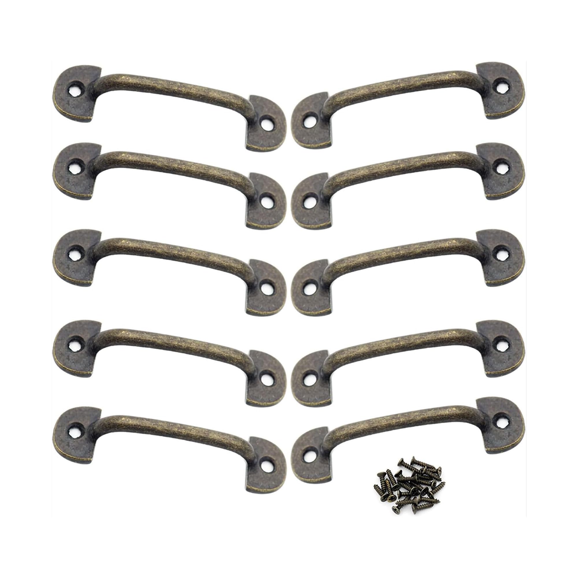 【送料無料】BLOOPIC ミニ 取手 プルハンドル 亜鉛合金 アーチ型 強化 ボックスハンドル アンティーク調 ユニバーサル レトロ ネジ 家具 引き出し 取っ手 耐摩耗耐久性 キッ10個入り 付属ネジ（ブロンズ+6cm）