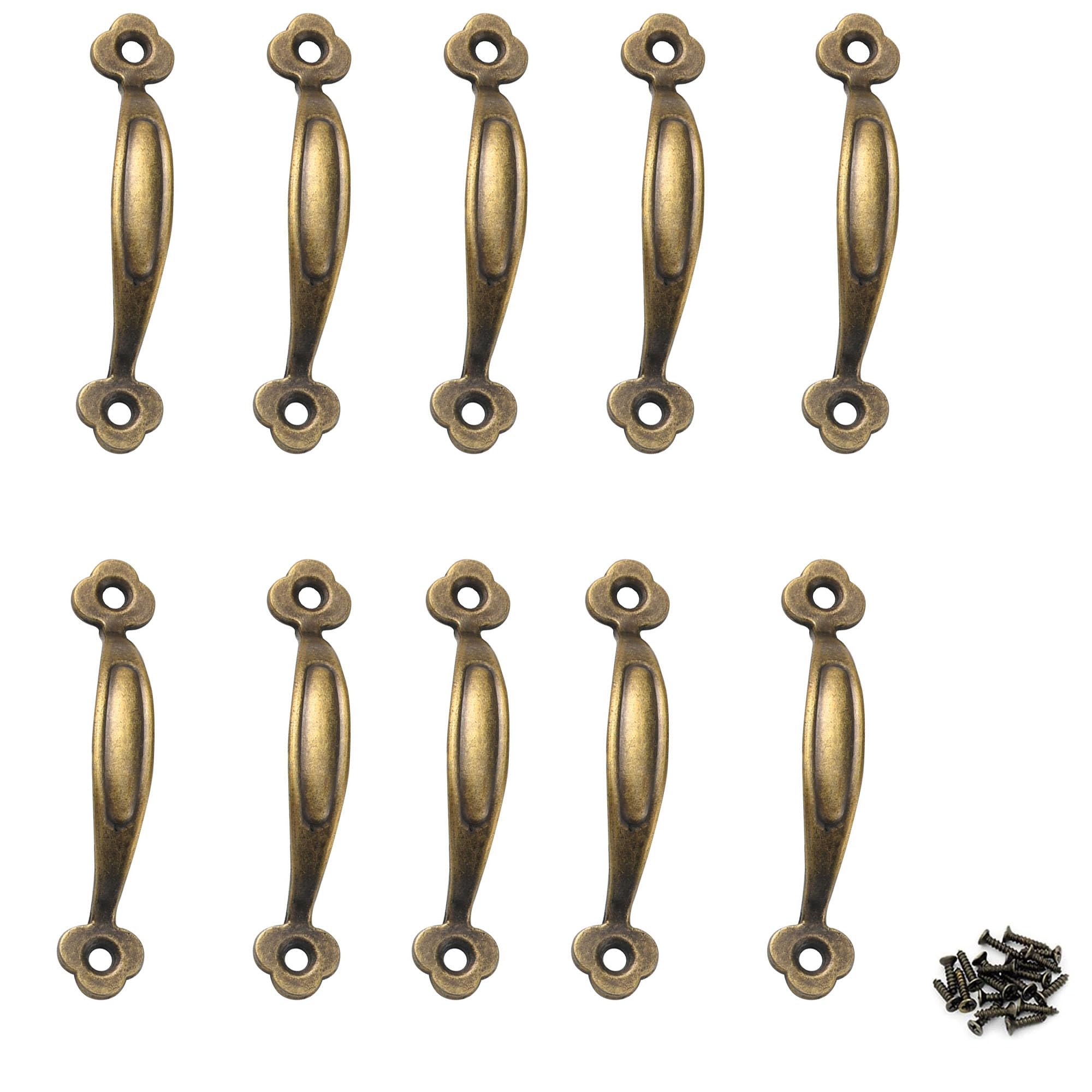 【送料無料】BLOOPIC ミニ 取手 プルハンドル 亜鉛合金 アーチ型 強化 ボックスハンドル アンティーク調 ユニバーサル レトロ ネジ 家具 引き出し 取っ手 耐摩耗耐久性 キッ10個入り 付属ネジ（ブロンズ+8cm）