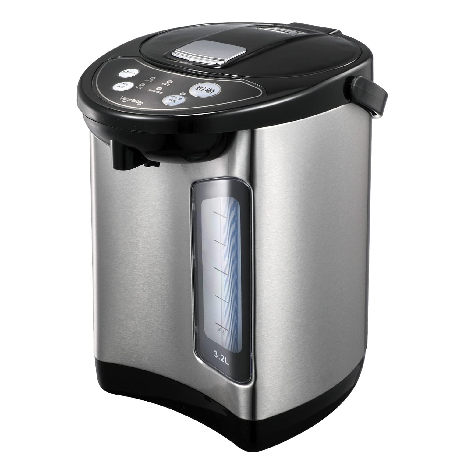 【送料無料】[東京Deco] 電動給湯ポット 3.2L 保温3段階 空焚き防止 ブラック/シルバー [シンプル操作..