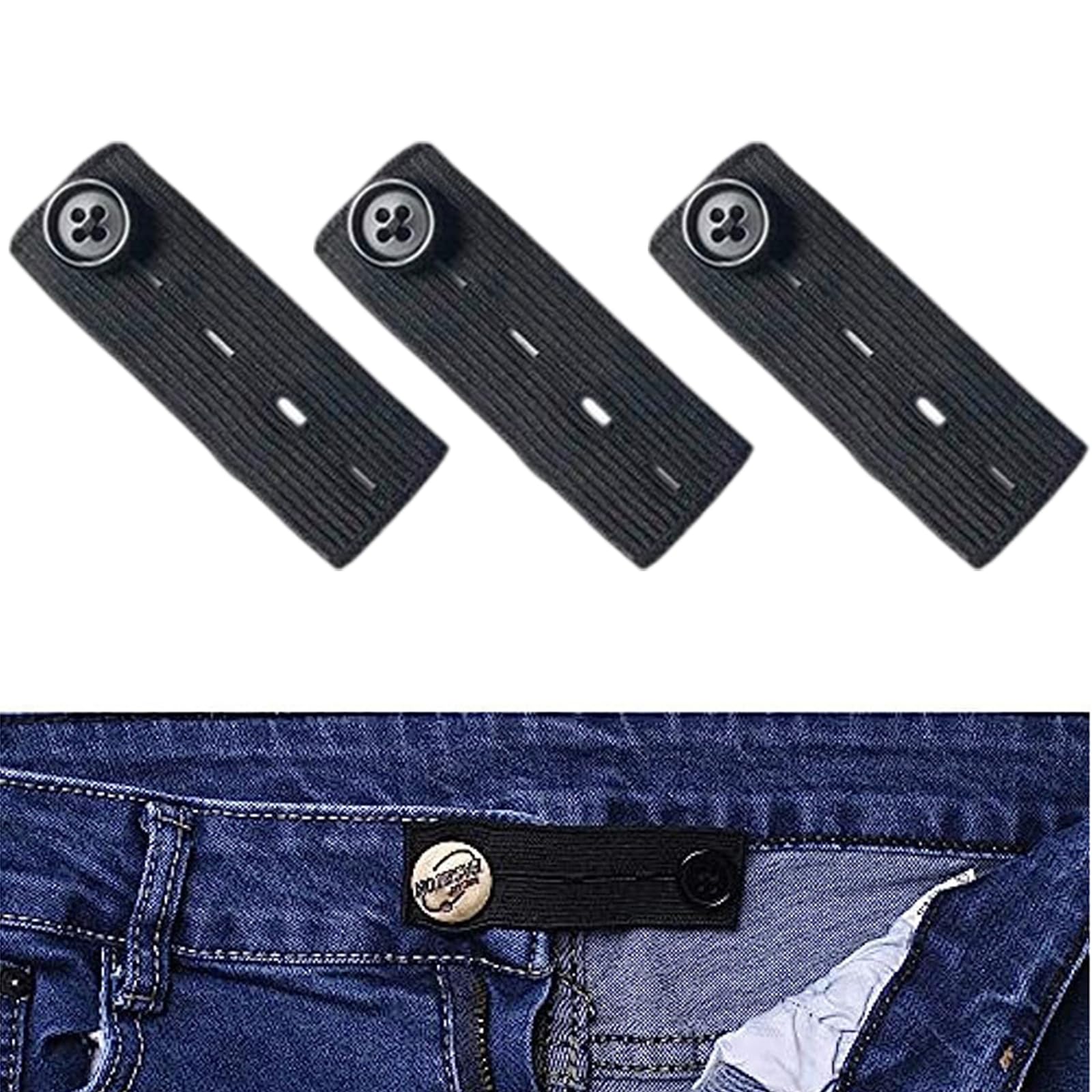 【送料無料】[BLOOPIC] ウエスト調整ボタン (3個セット) ウエスト延長バックル 伸縮性のあるゴムバンド..