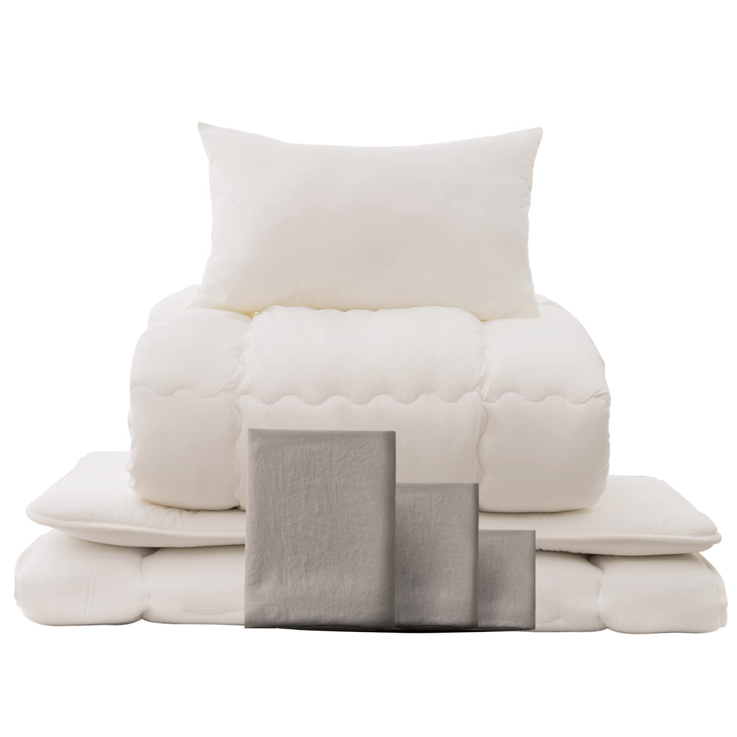 【送料無料】【.co.jp 限定】RECYCO 布団6点セット グレー シングル 抗菌 防臭 洗える 布団セット ほこ..