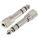 【送料無料】BOOBRIE 6.35mm - 3.5mm 変換コネクタ ステレオミニプラグ(メス)-ステレオ標準プラグ(オス)ヘッドホン 変換プラグ ステレオ変換アダプタ アンプヘッドホン変換 2個セット