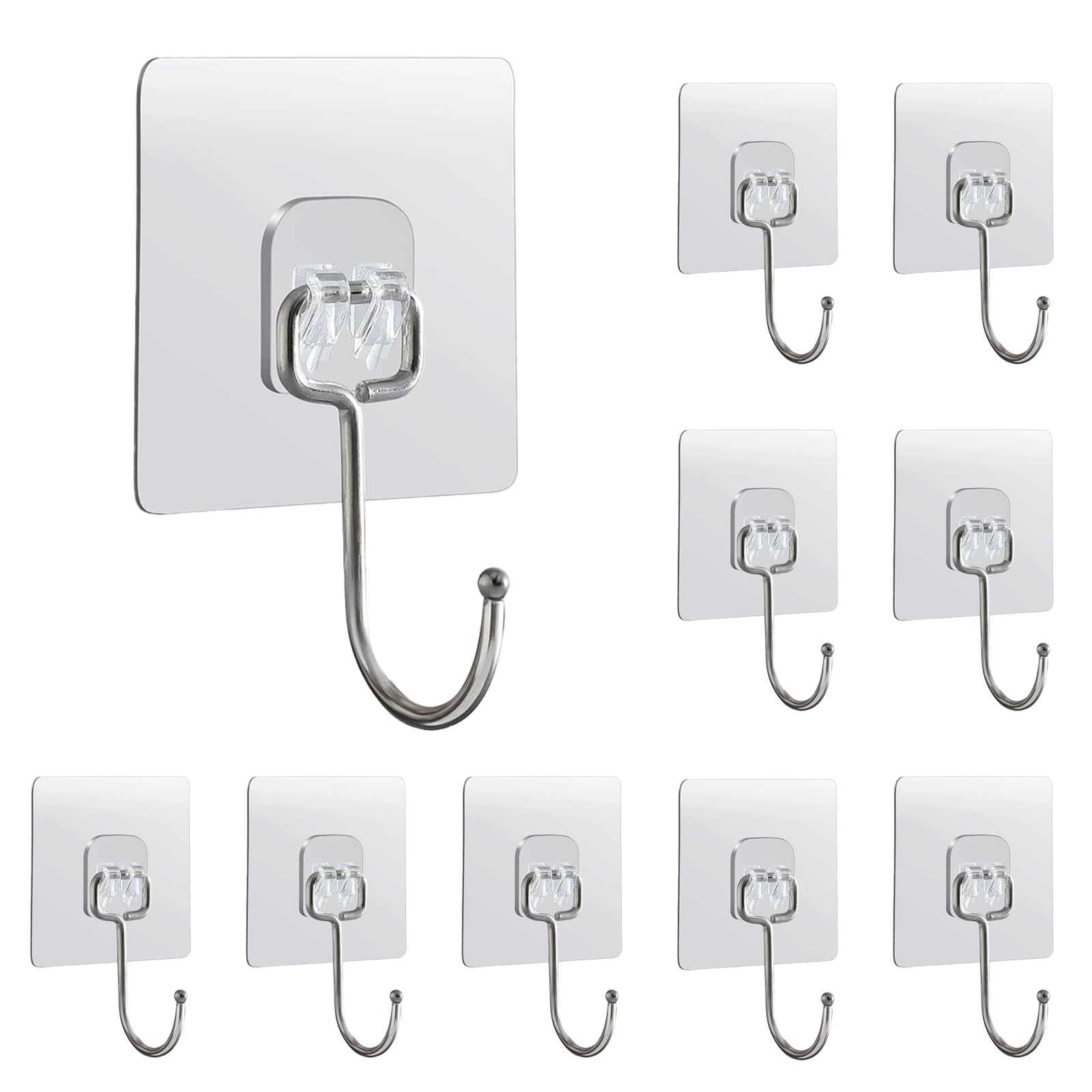 【送料無料】Senteria 壁掛けフック 粘着 強力 傷つけない 耐荷重20KG 10枚セット 透明フック 回転 防水 防湿 錆びない 高耐久 ステンレススチ...