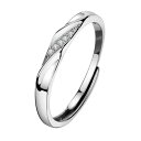【送料無料】Rockyu指輪 レディース フリーサイズ シルバー925 ジルコニア リング ペア カップル風 人気 結婚指輪 婚約指輪 サイズ調整可能 バレンタ...