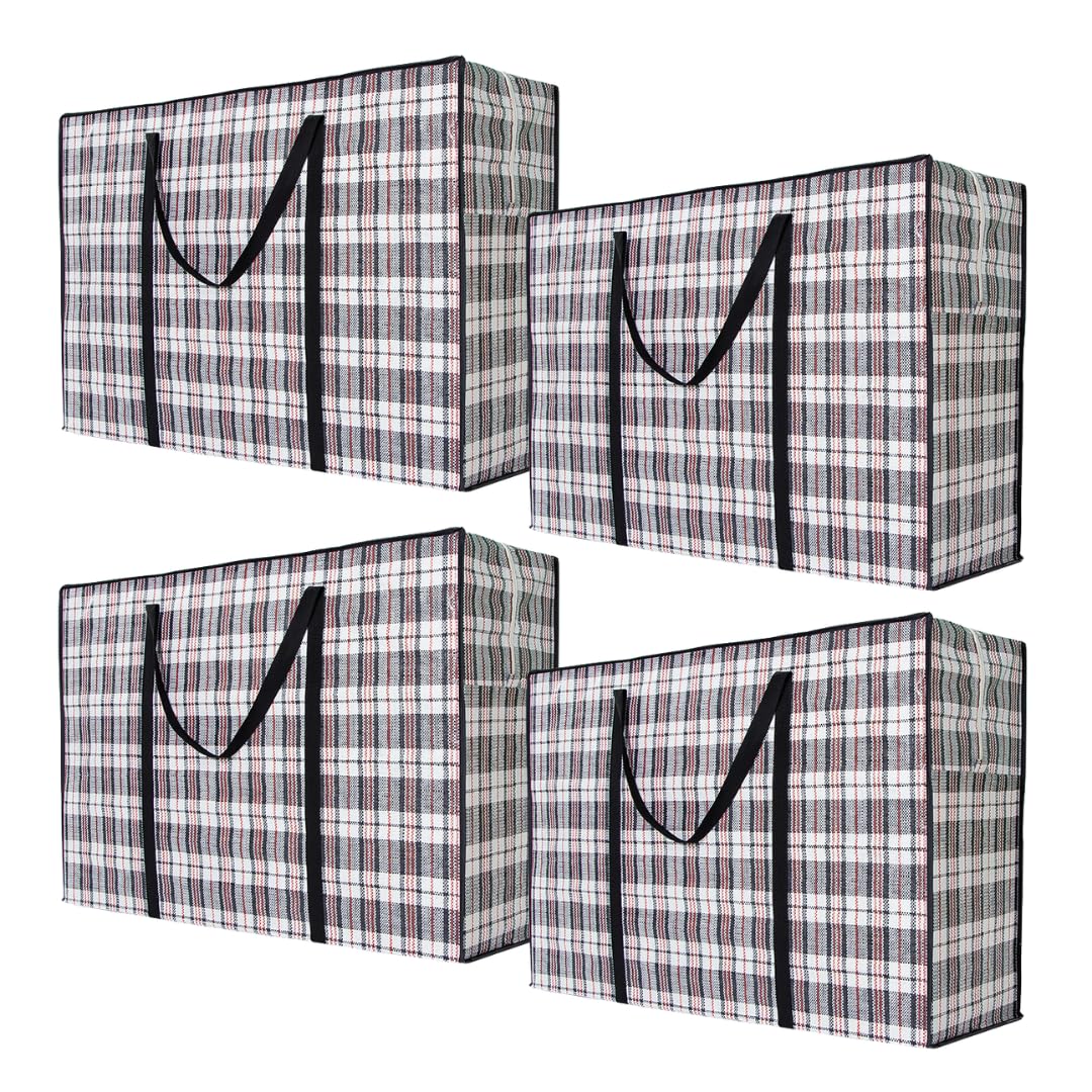 【送料無料】Copeflap 収納バッグ 大容量 防水 持ち手付き袋 布団収納袋 引っ越し バッグ 特大 4枚セット (ブラック)