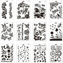 【送料無料】Copeflap ステンシルシート 花 葉っぱ 12枚組 ステンシル 描画 テンプレート ステンシルプレート (26*17.8cm)