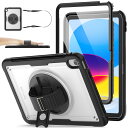 【送料無料】SEYMAC stock iPad A16 第11世代11インチ/第10世代10.9インチ専用ケース 耐衝撃 Gフック式ハンドストラップ 360°回転スタンド ペン収納 ショルダーストラップ フィルム付き前面フレーム 全面保護カバー (ブラック+背面クリア)