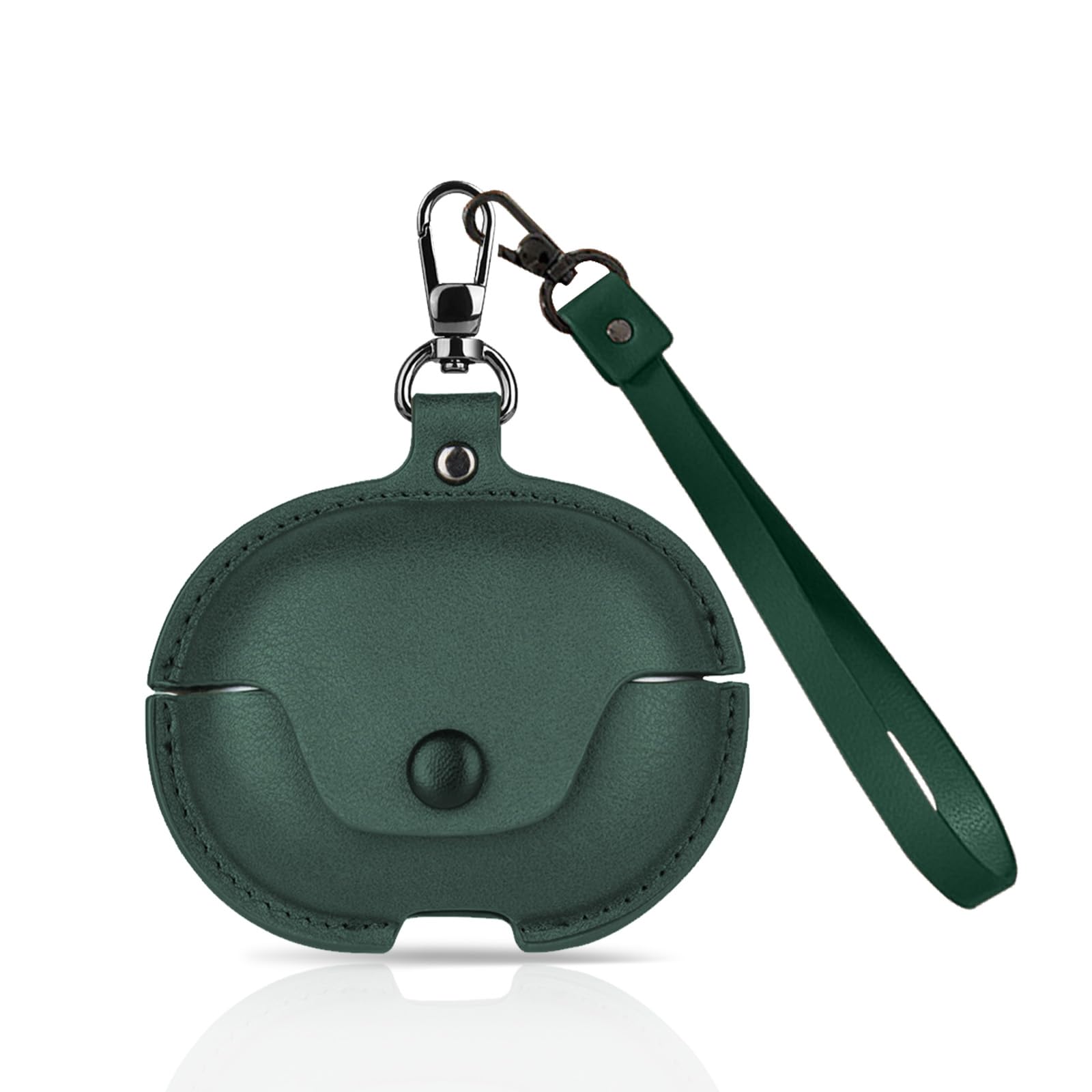 【送料無料】KONXISA for Shokz OpenDots ONE ケース 保護カバー Shokz OpenDots ONE イヤホン 対応 ケース レザー保護カバー ロック付きカラビナ付き ストラップ 着用しやすい 耐衝撃 防水防塵 ウォッシャブル 装着充電可能 持ち運びがしやすい 濃い緑色