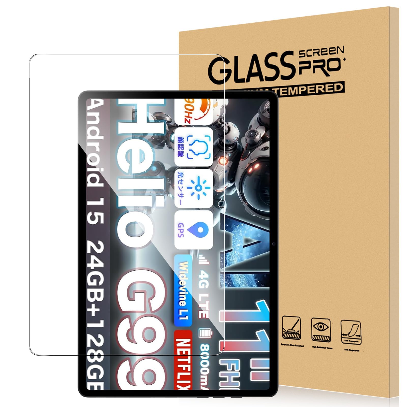 【送料無料】For AvidPad A90S フィルム 強化ガラス 高感度タッチ 高透過率 硬度9H 指紋防止 Greerass 気泡防止 撥水撥油 耐衝撃 貼り付け簡単 液晶保護 超薄飛散防止 AvidPad A90S 対応 保護フィルム