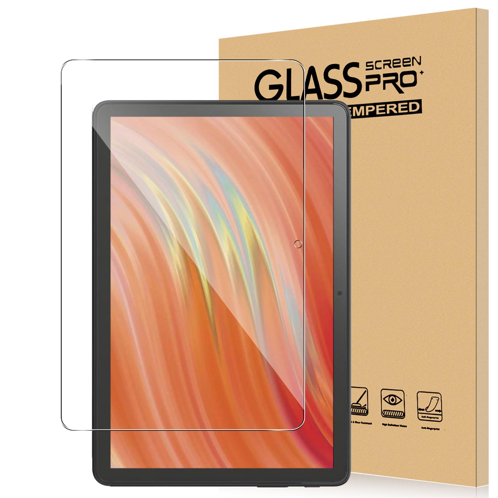 【送料無料】For HD 10 フィルム 強化ガラス 高感度タッチ 高透過率 硬度9H 指紋防止 気泡防止 Greerass 撥水撥油 耐衝撃 貼り付け簡単 液晶保護 超薄飛散防止 HD 10 対応 保護フィルム