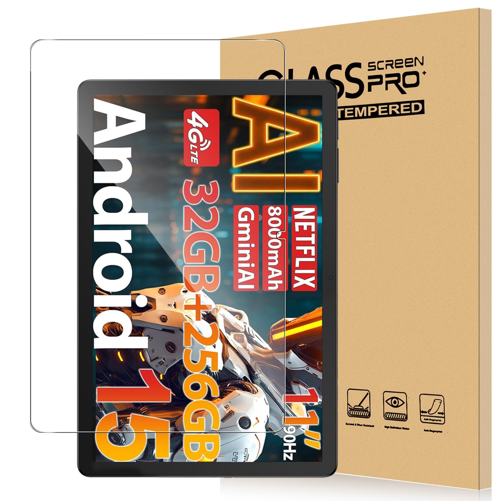 【送料無料】For DOOGEE G6+/DOOGEE G6 フィルム 11インチ タブレット 強化ガラス 高感度タッチ 高透過率 硬度9H 指紋防止 Greerass 気泡防止 撥水撥油 耐衝撃 貼り付け簡単 液晶保護 超薄飛散防止 タブレット 保護フィルム