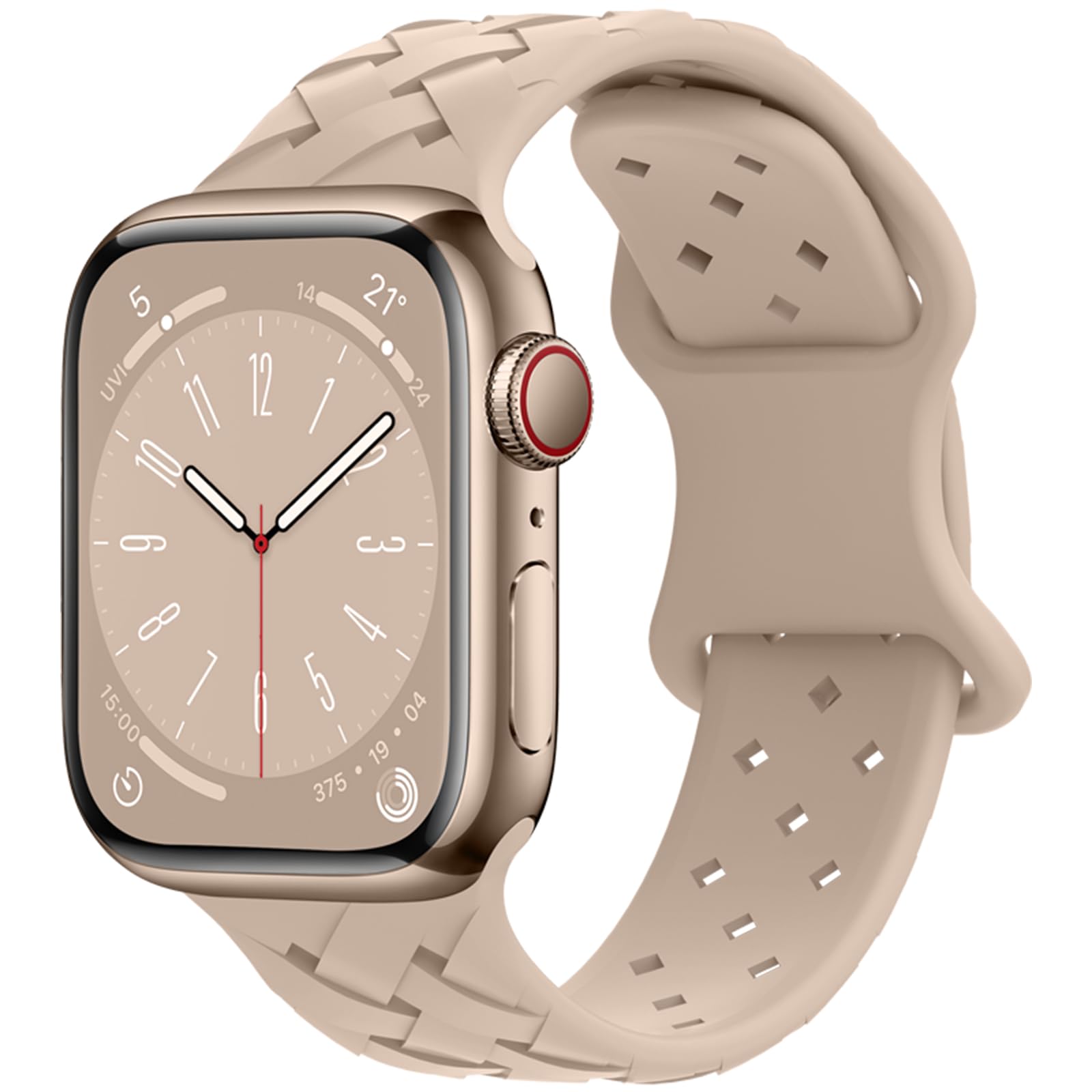 【送料無料】UIUIKA コンパチブル Apple Watch バンド41mm 40mm 38mmアップルウォッチ バンド エコな竹編みシリコン製 スポーツバンド Series 9/8/7/SE2/SE/6/5/4/3/2/1対応 長さ調整可能 柔らかい 通気 防汗 防水 耐衝撃（41mm/40mm/38mm，ピンク）
