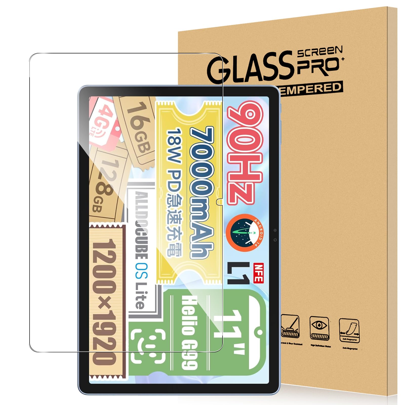 【送料無料】For ALLDOCUBE iPlay60 Pro フィルム 強化ガラス 高感度タッチ 高透過率 硬度9H 指紋防止 Greerass 気泡防止 撥水撥油 耐衝撃 貼り付け簡単 液晶保護 超薄飛散防止 ALLDOCUBE iPlay60 Pro 対応 保護フィルム