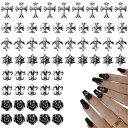 【送料無料】DFsucces パンクネイルアートチャーム 60個セット 3D メタルパーツ ヴィンテージシルバーゴールド ネイルデザイン用品 DIY クラフトアクセサリー